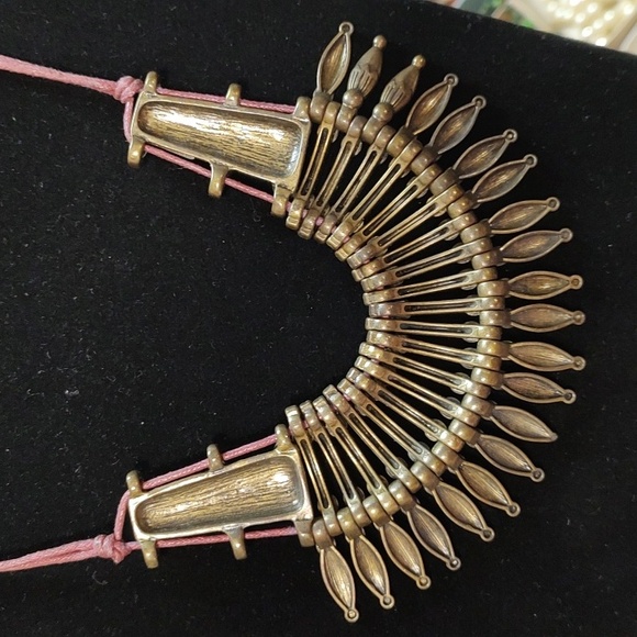 Tribal Brass Statement Necklace - Picture 4 of 5